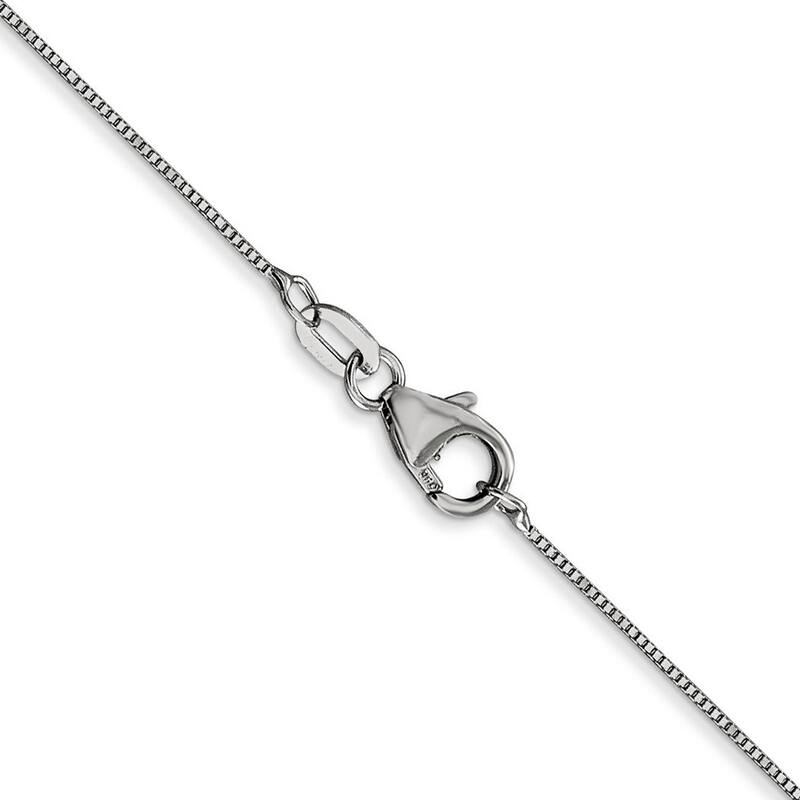 Curata Solid 18k White Gold 0.50mm Box Chain Necklace (Lobster)