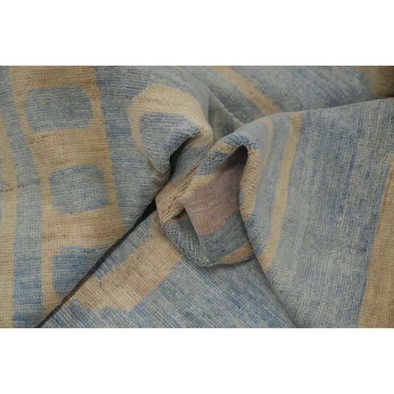 Hand Knotted Oriental 100% Wool Carpet Traditional Geometric Navy Blue & Blues Ziegler Area Rug - 14' 10'' X 14' 10''