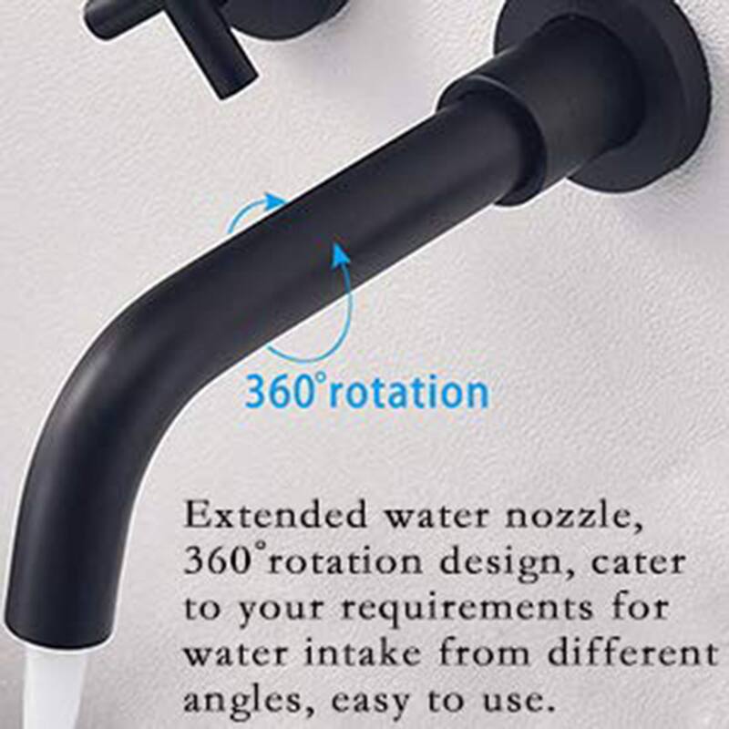 Matte Black Bathroom Wall Mount Sink Faucet with Two Handle