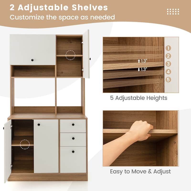 Costway 71'' Tall Kitchen Pantry Buffet Hutch Freestanding Storage