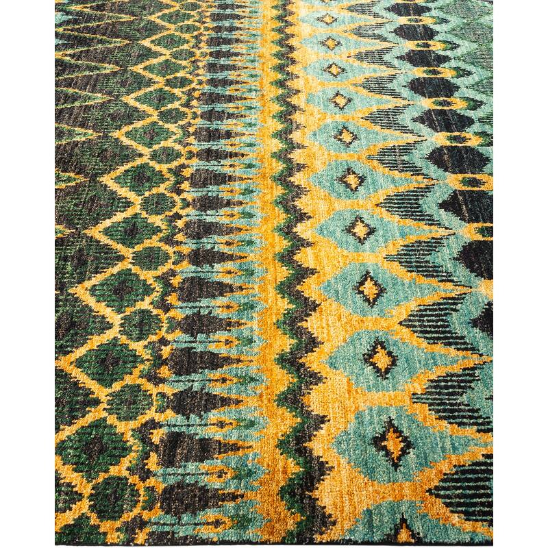 Overton Hand Knotted Wool Vintage Inspired Modern Contemporary Modern Black Area Rug - 5' 10" x 8' 10"