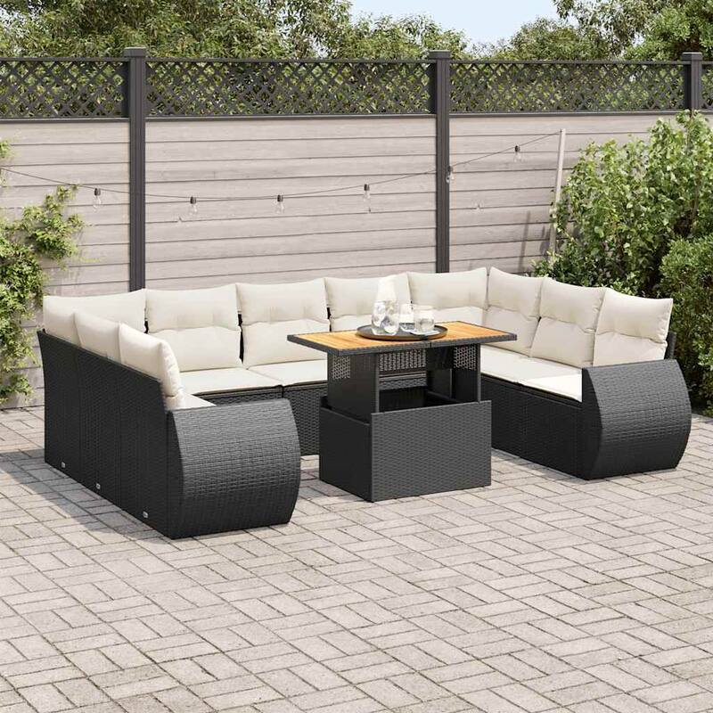 vidaXL Garden Sofa Set - Black and cream