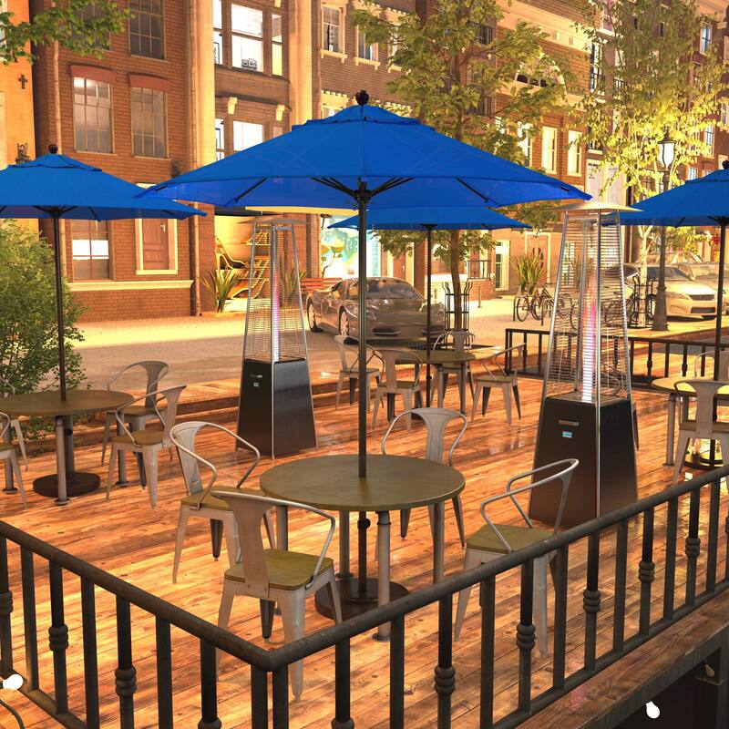 California Umbrella 7.5' Venture Series Patio Umbrella, Bronze Aluminum Pole Fiberglass Ribs Push Lift, Sunbrella Cilantro - Pacific Blue