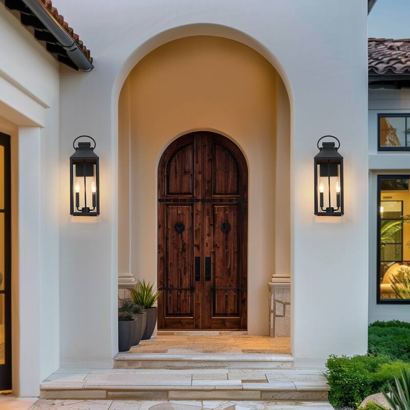Wiley 2-Light Black Outdoor Wall Lantern Sconce Light - 20.5'' H