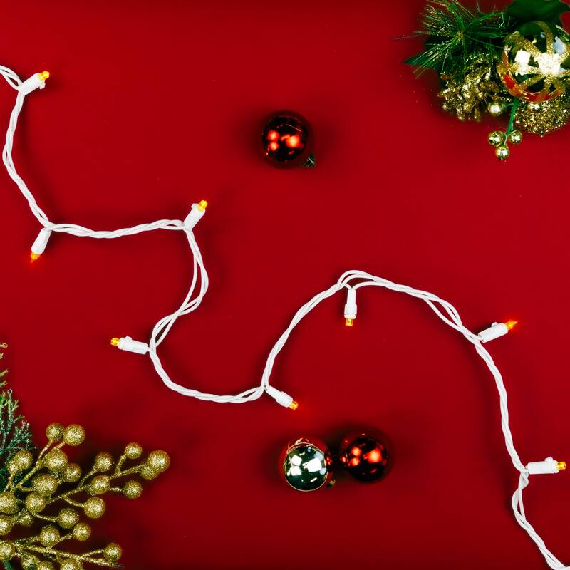 LED Wide Angle Christmas Lights - 33' White Wire - Yellow - 100 ct