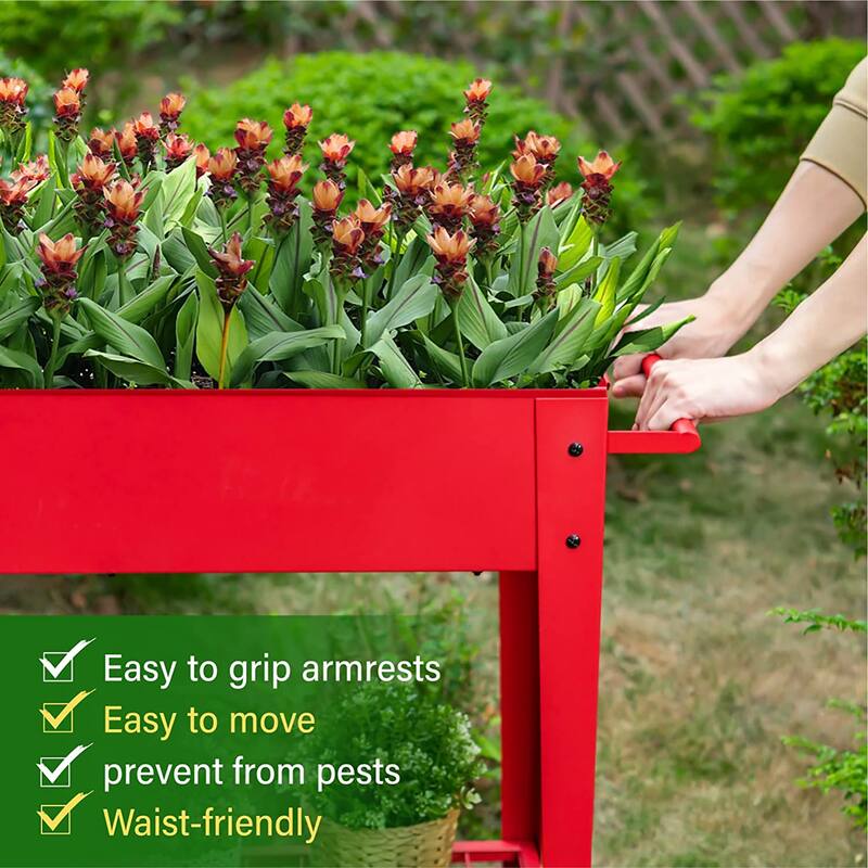 MAISON ARTS Metal Raised Planter Box with Legs Outdoor Elevated Garden Bed On Wheels for Vegetables Flower Herb
