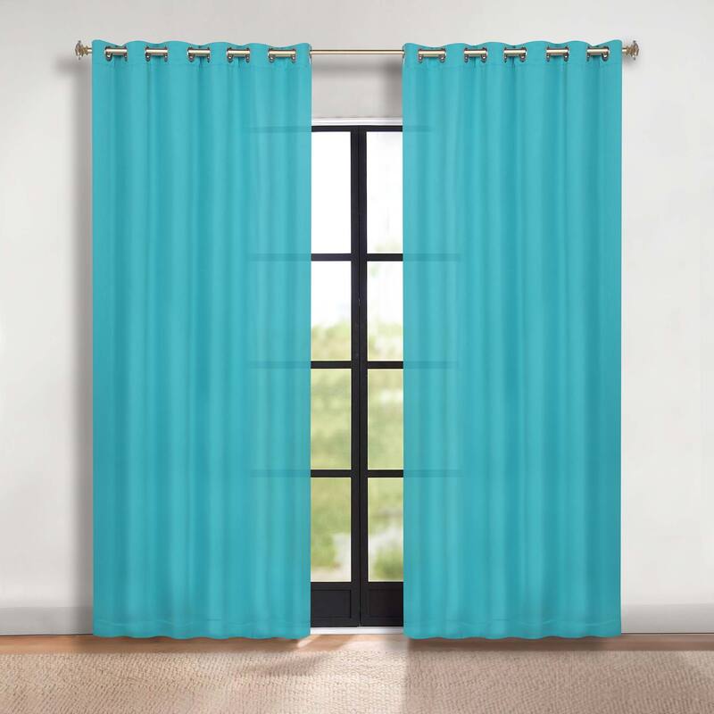 Superior Solid Machine Washable Room Darkening Grommet Blackout Curtains, Set of 2