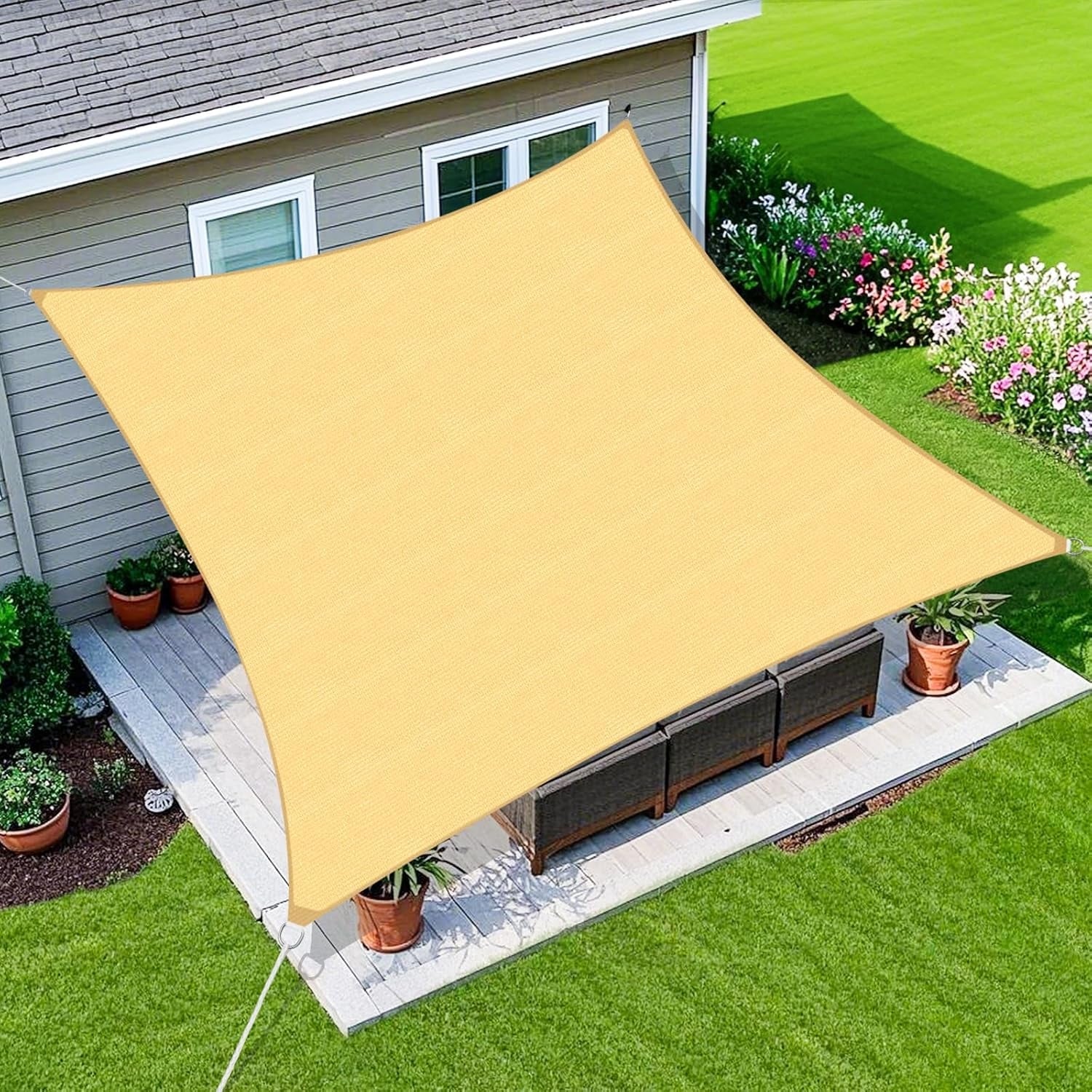 12'X12' Curved Edge Outdoor Shade Canopy with 95% UV Block for Patio Garden Backyard