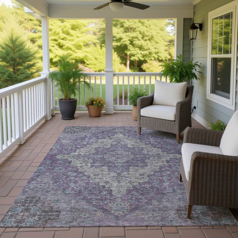 Machine Washable Indoor/ Outdoor Traditional Karachy Chantille Rug - Purple - 2'6" x 3'10"