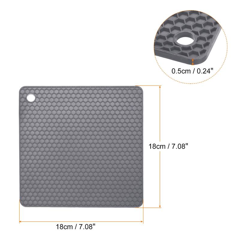 Silicone Trivet Mats 2pcs, Square Hot Pan Pads Hot Pot Holder -Deep Gray - Deep Gray