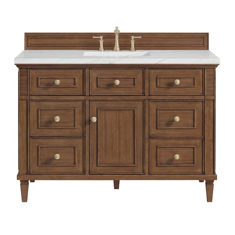 James Martin Vanities 424-V48-3ENC Lorelai 48" Single Basin Wood - Mid-Century Walnut - Walnut Finish