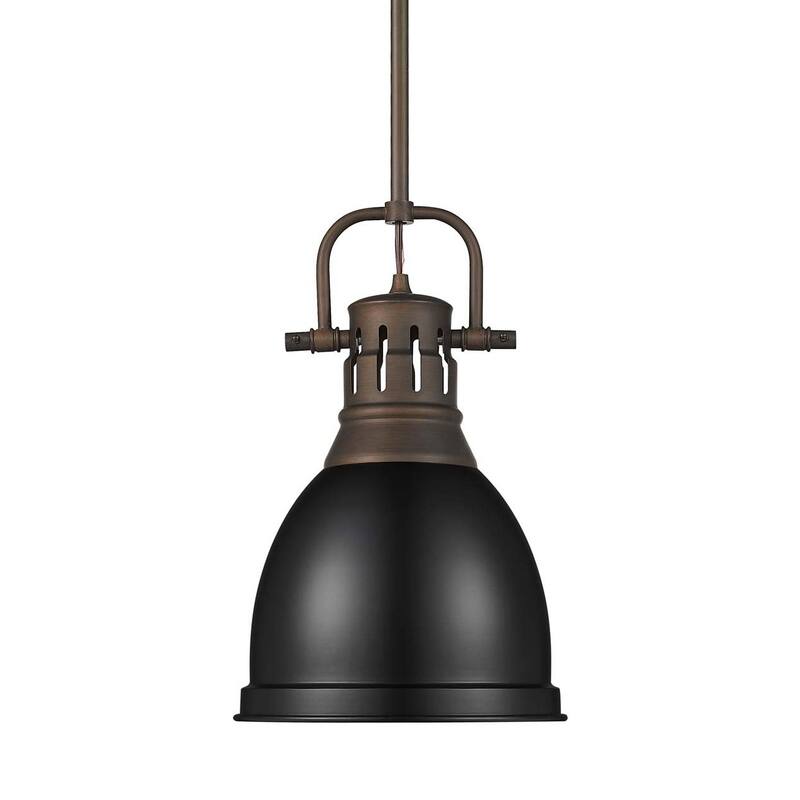 Golden Lighting 3604-S RBZ Duncan 9" Wide Mini Pendant - Rubbed Bronze / Matte Black