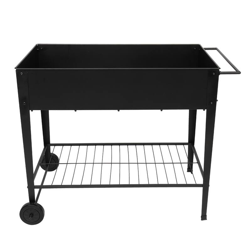 38"Planting Box Raised Garden Beds With Wheels Black