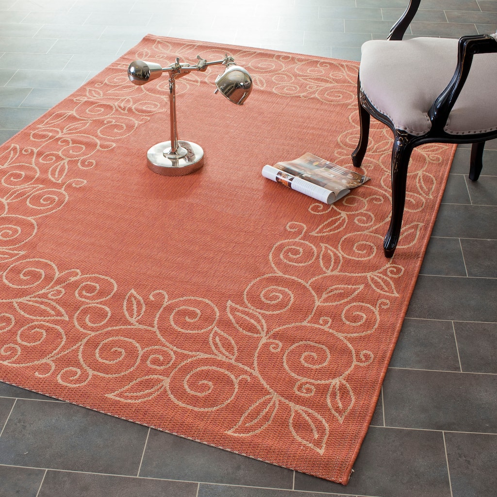 SAFAVIEH Courtyard Elfur Scroll Indoor /Outdoor Waterproof Patio Backyard Rug