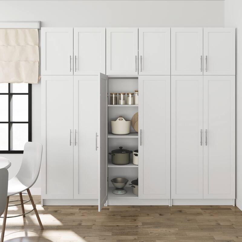 Prepac Elite 6 Piece Storage Cabinet Set with Panel Doors 16.75" D x 96" W x 89" H - 96 in W x 89 in H x 16.75 in D
