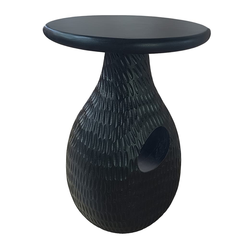 13.7 in. Black Round Wood End Table, Sturdy Build End Side Table for Living Rooms
