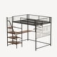 preview thumbnail 3 of 17, Full Size Loft Bed with Built-in Charging Station & LED Lighting, Heavy-Duty Metal Loft Bed Frame with Desk & Safety Guardrails
