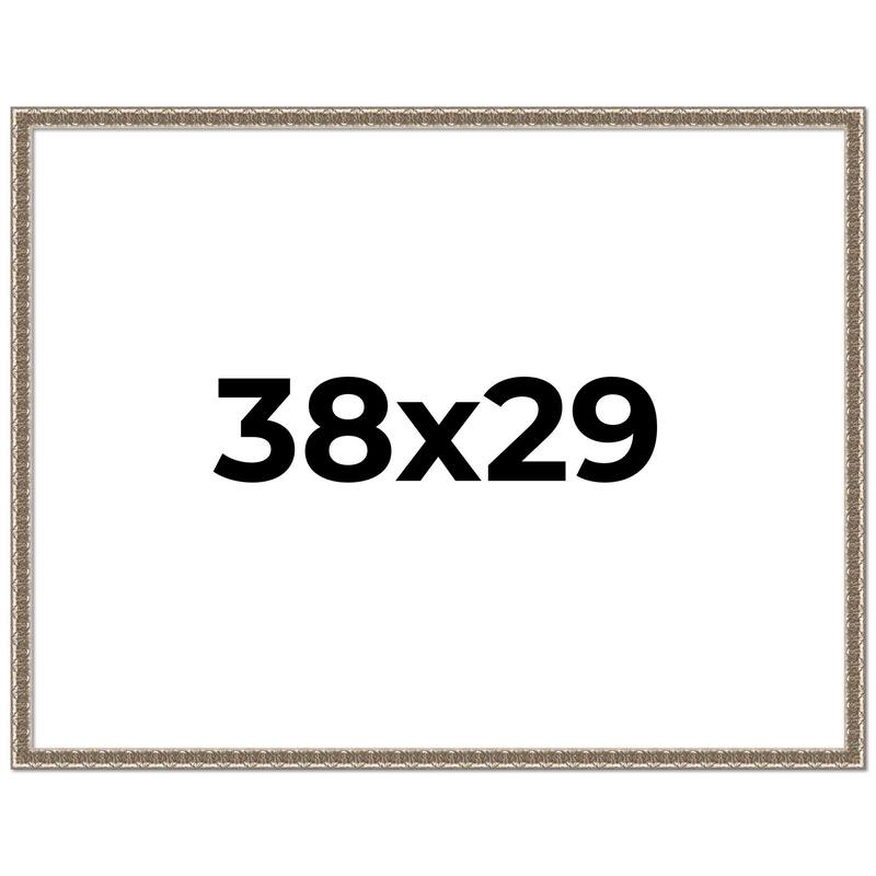 38x29 Frame Silver Versailles Ornate Solid Wood Picture Frame | 1 Inch
