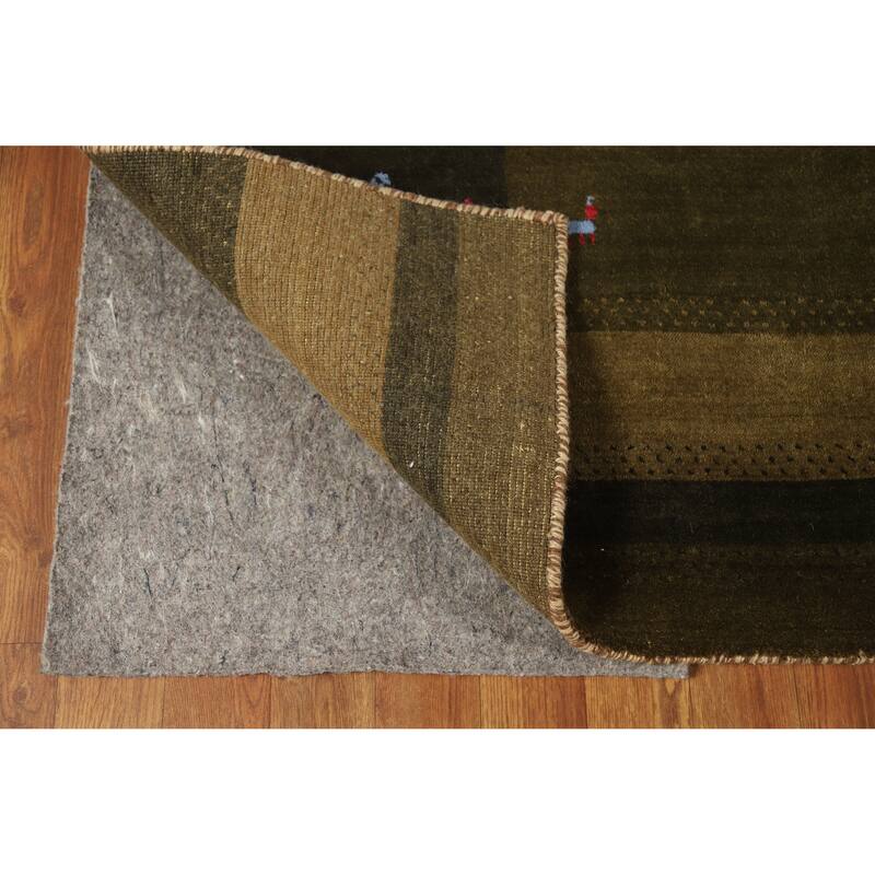 Green Gabbeh Indian Area Rug Handmade Wool Carpet - 5'3" x 7'8"