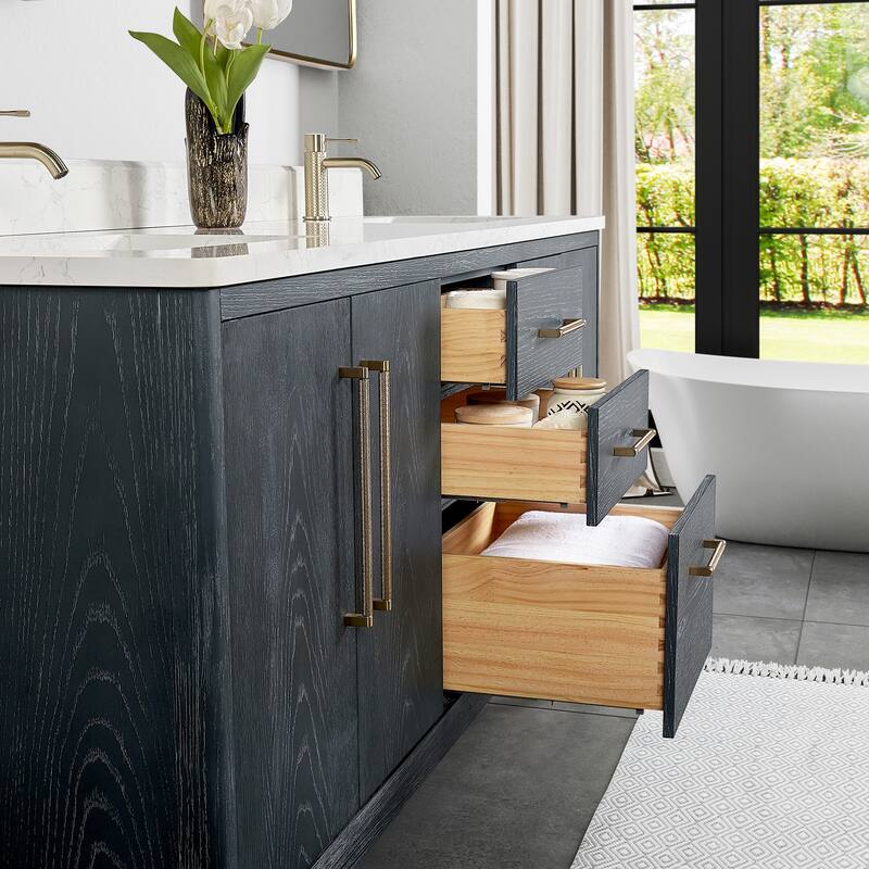 Gara Double Bath Vanity with Composite Stone Top without Mirror