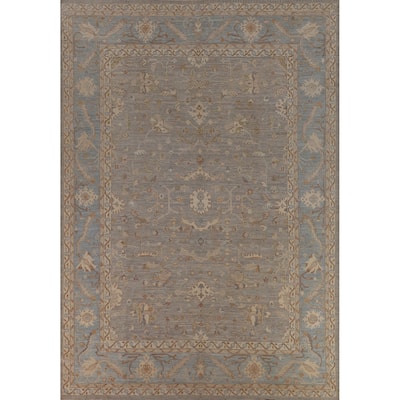Vegetable Dye Oushak Turkish Area Rug Handmade Floral Wool Carpet - 9'4"x 12'4"