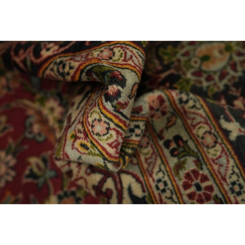 Hand Knotted Oriental 100% Wool Carpet Traditional Floral Red Mashad Area Rug - 12' 10'' X 9' 10''