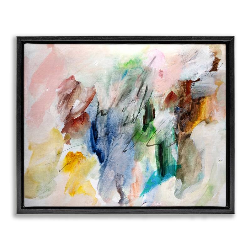Stupell Earthy Pitter Patter Abstract Framed Floater Canvas Wall Art Design By Gemma Bardot - 21 x 17 - Black