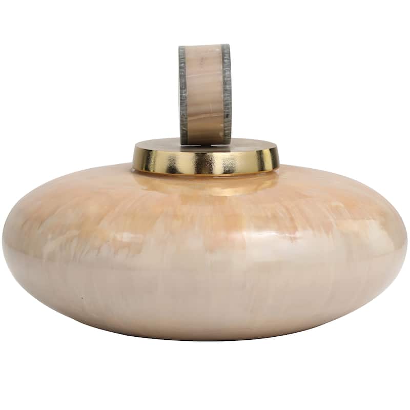 Beige Glass Ombre Geometric Decorative Jars with Peach Accents and Gray Marble Top