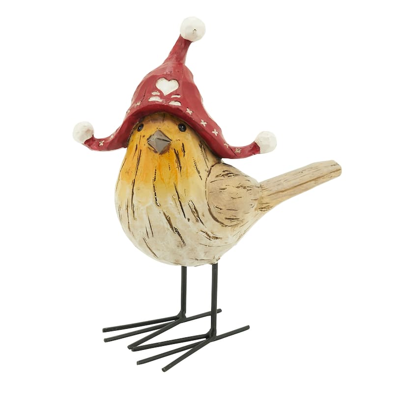 Standing Bird with Winter Hat Home Accent - 6"