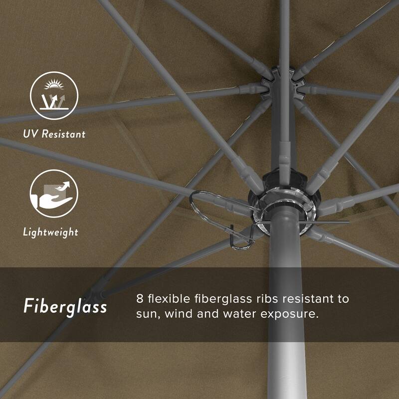 California Umbrella 75' Venture Series Patio Umbrella, Silver Aluminum Pole Fiberglass Ribs Push Lift Sunbrella