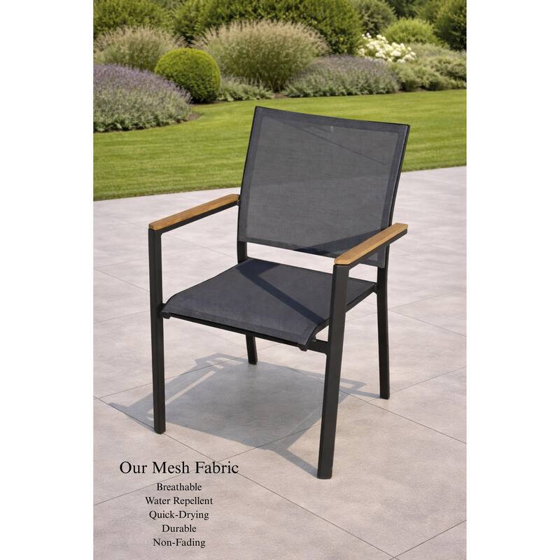 Quay Dark Grey 7-Piece Aluminum Outdoor Dining Set with Tribeca with Ceramic Glass Table Top - N/A