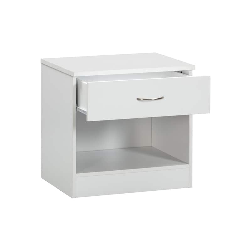 OS Home and Office Furniture Model 6002 One Drawer White Nightstand