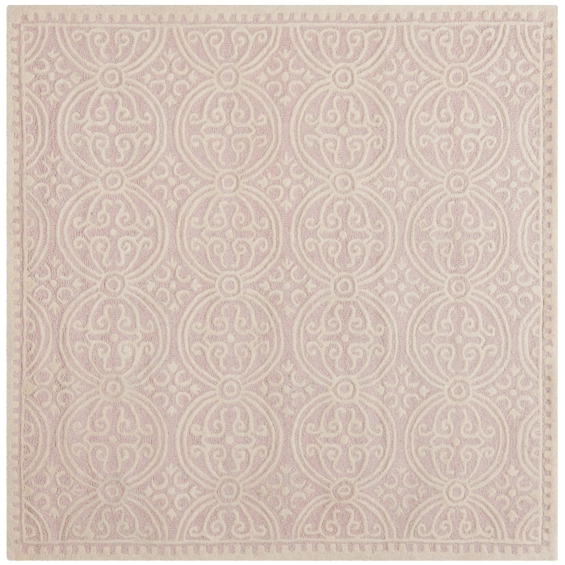 SAFAVIEH Handmade Cambridge Myrtis Modern Moroccan Wool Area Rug - 8' x 8' Square - Light Pink/Ivory