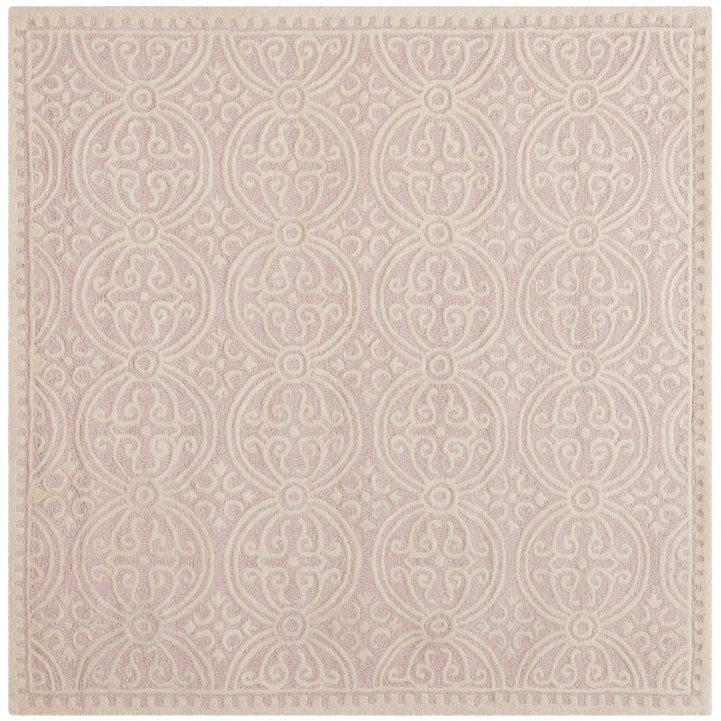 SAFAVIEH Handmade Cambridge Myrtis Moroccan Wool Rug - 4' Square - Light Pink/Ivory - Square