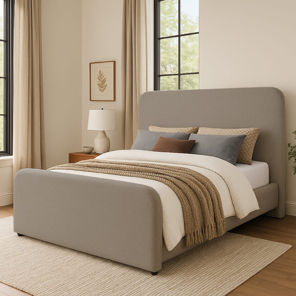 Pika Full Size Bed, Arched Headboard and Footboard, Jet Black Wood Frame