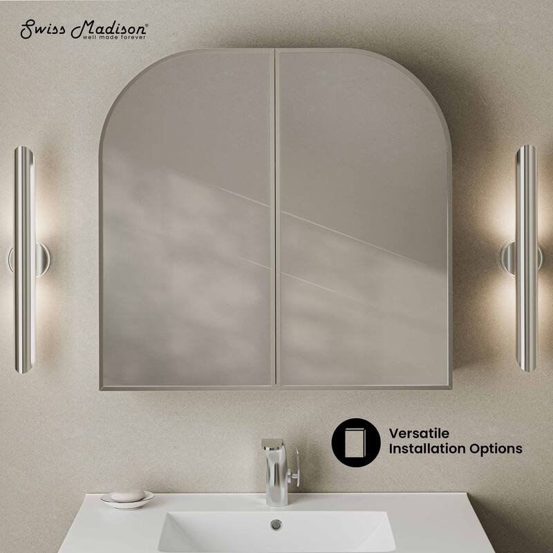 Porte 32 X 31 Arched Recessed/Wall Mount Medicine Cabinet With Mirror In Chrome - 32 x 31