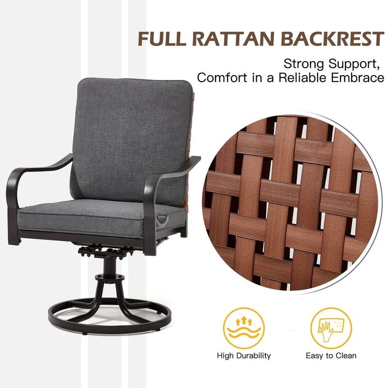 Outdoor Swivel Rocker Chairs Set of 2, Heavy-Duty 360° Swivel Patio Chairs with Cushions, All-Weather Steel Frame for Garden