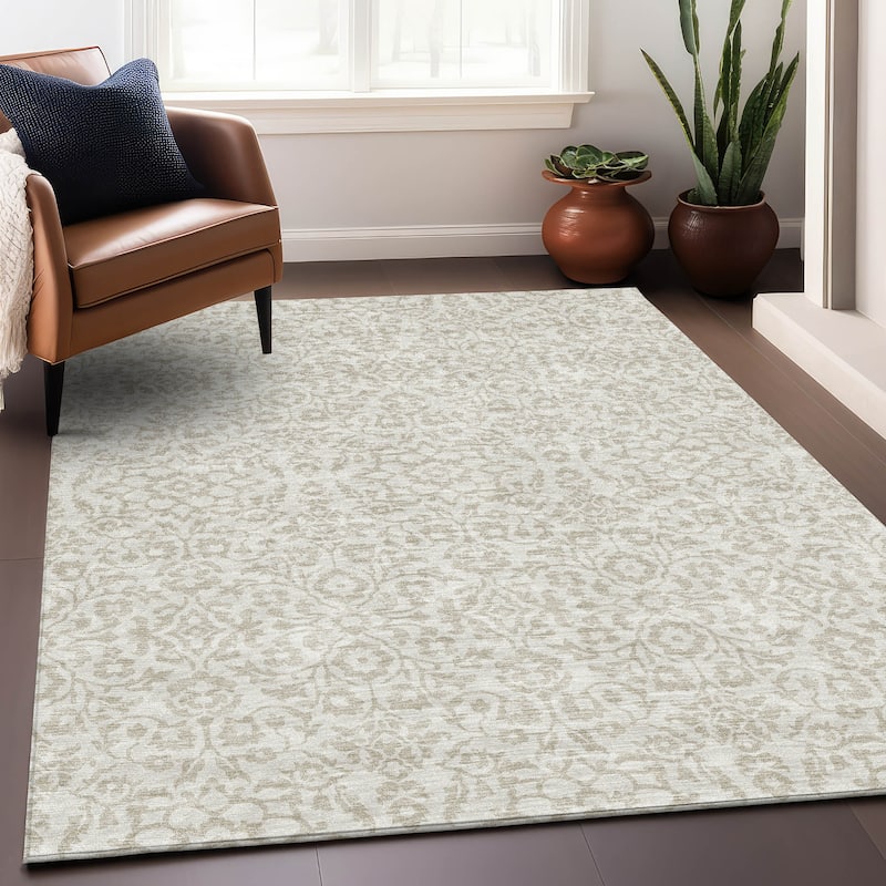 Premium Washable Super Soft Traditional Mekenzie Mayfield Rug - Ivory - 8' x 10'