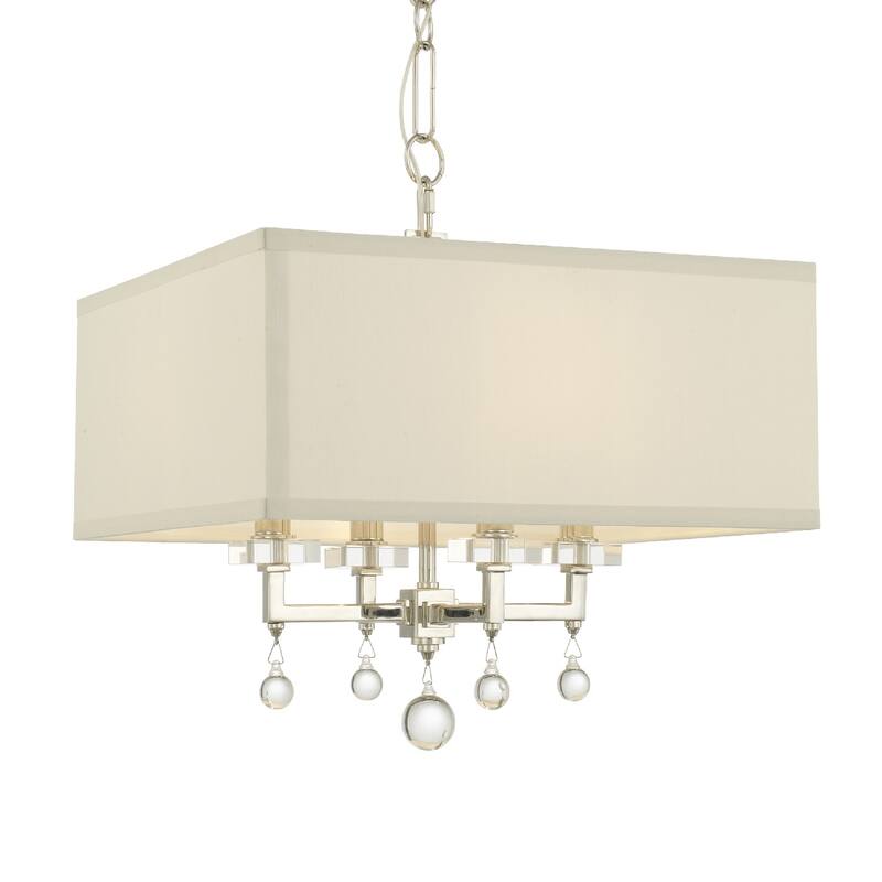 Timeless Home Four Light Chandelier Paxton Polished Nickel - Exact Size - Exact Size