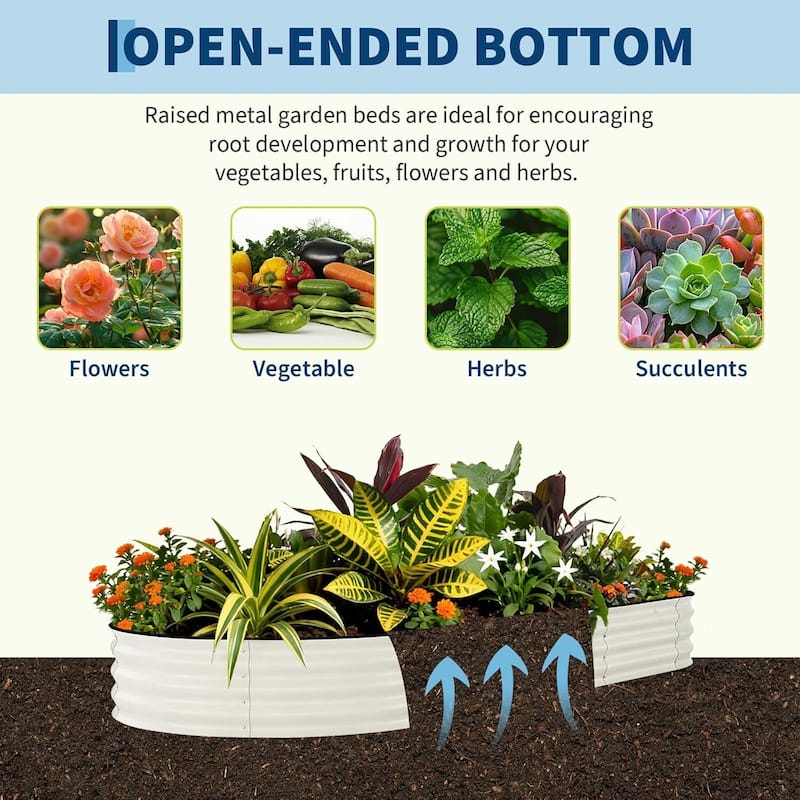 2 PCS 8x4x1.5 FT Galvanized Steel Raised Garden Bed, Planter for Vegetables, Flowers with Anti-Cut Strips - N/A