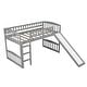 preview thumbnail 8 of 16, Modern Twin Size Solid Pine Wood Loft Bed with Full Length Guardrail, Built-in Ladder and Slide