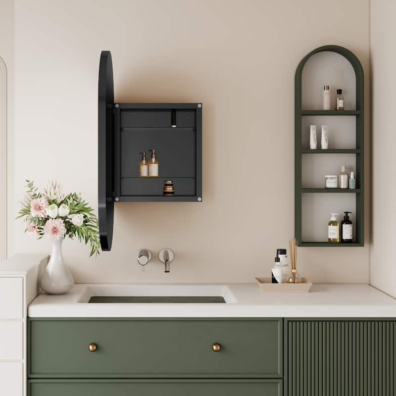 Wall Mount Metal Framed Medicine Cabinet with Storage