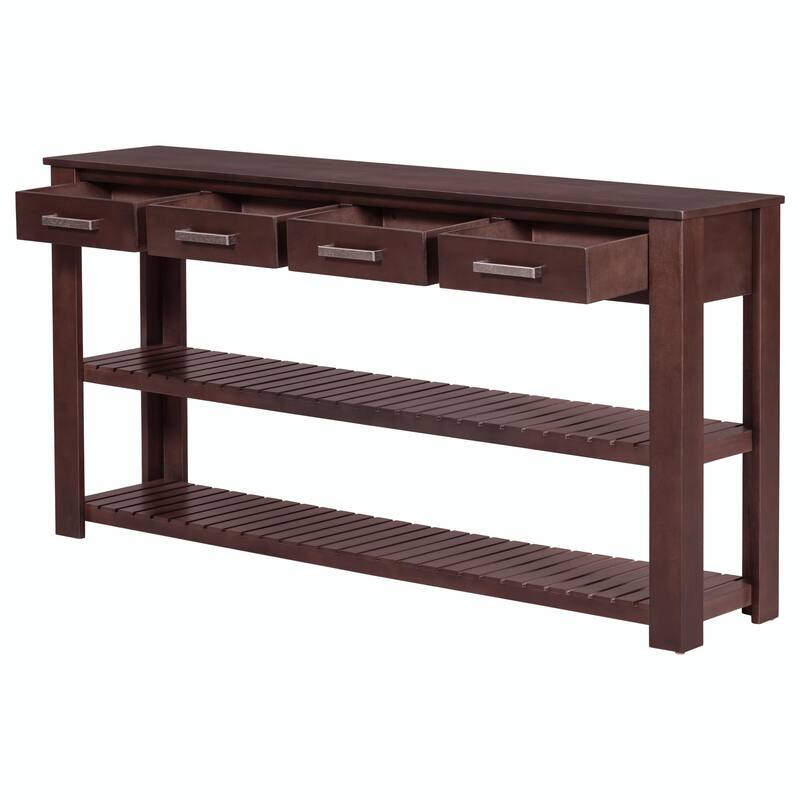 Stylish Entryway Console Table with 4 Drawers and 2 Shelves