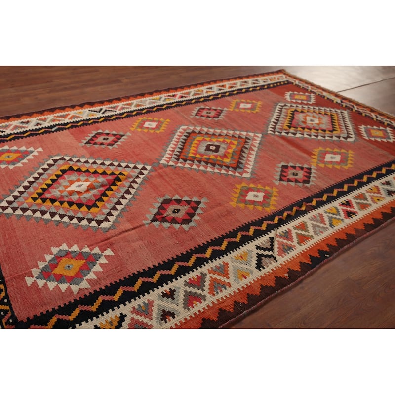 Tribal Kilim Qashqai Persian Vintage Rug Flatweave Wool Carpet - 5'2"x 8'2"