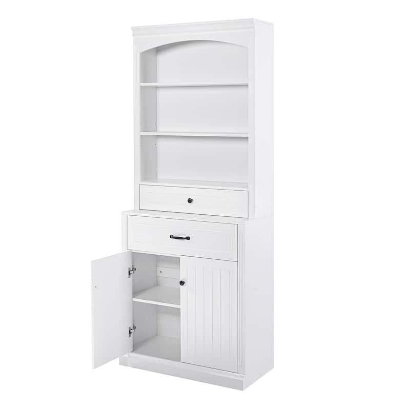 Modern Freestanding Floor Cabinet with Adjustable Shelves, Tall Bathroom Storage Cabinet with Drawers and Doors