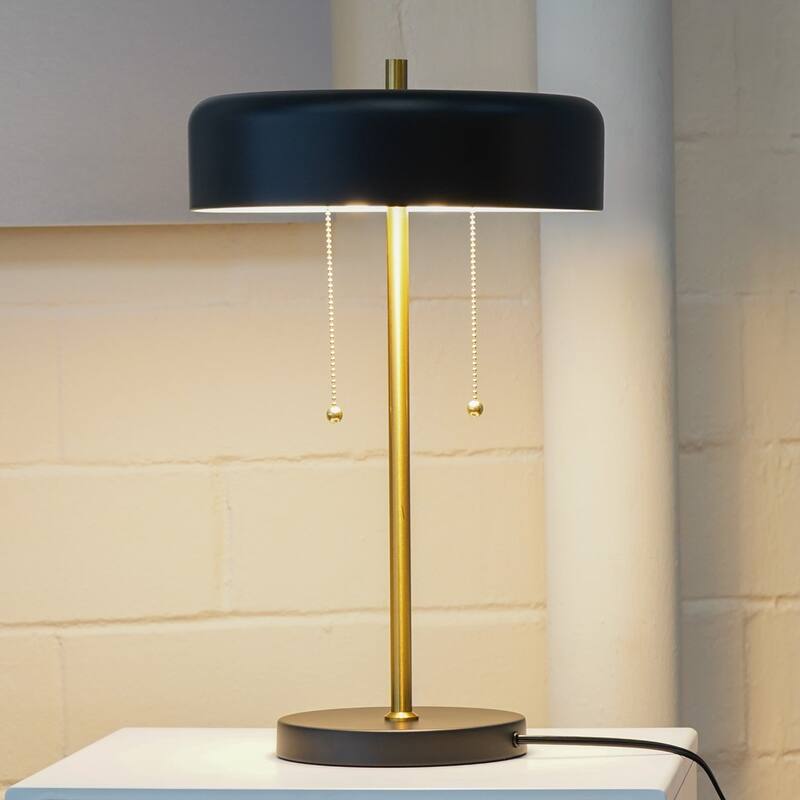 Bedroom Table Lamp Creative Romantic Warm Study Room Desk Bedside Lamp, Table Lamp with Black Outer and White Inner 110~120V