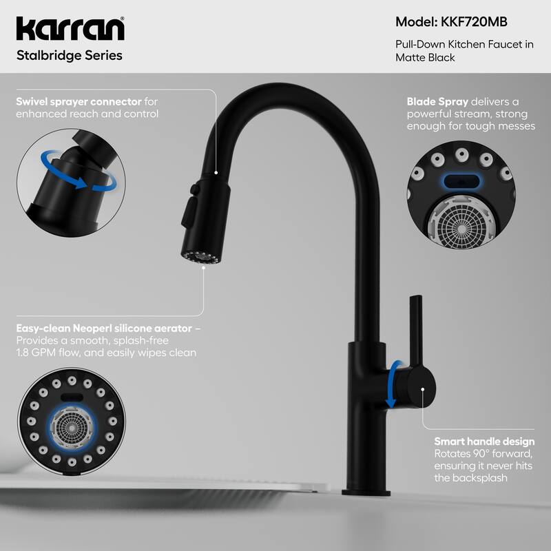 Karran Stalbridge Single Handle Pull-Down Sprayer Kitchen Faucet