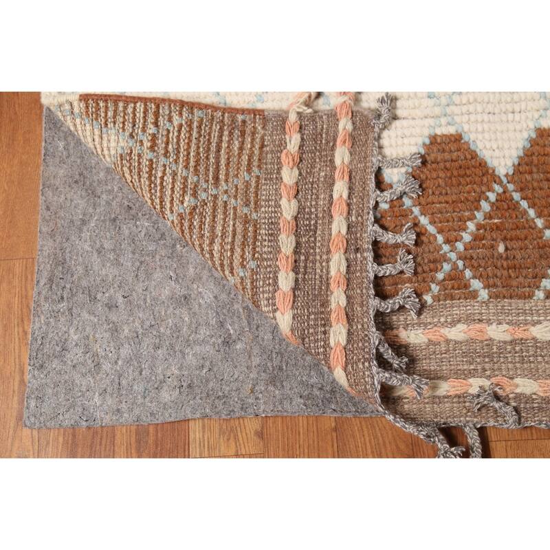 All-Over Moroccan Abstract Area Rug Hand-Knotted Wool Carpet - 8'11"x 12'8"