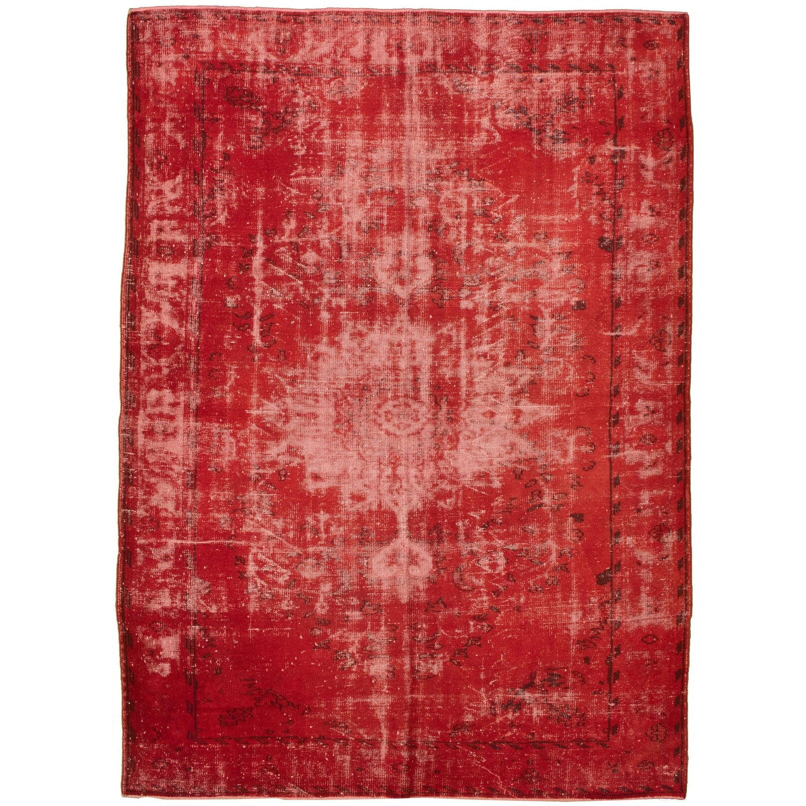 316176 Hand-Knotted Wool Rug Bold and Colorful Bordered Red Kilim 5'11 x 7'10 eCarpet Gallery Area Rug for Living Room Bedroom 316176 Hand-Knotted Wool Rug Bold and Colorful Bordered Red Kilim 5'11 x 7'10 eCarpet Gallery Area Rug for Living Room Bedroom