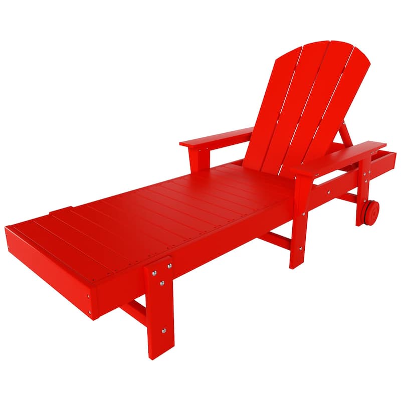 Polytrends Laguna Hdpe All Weather Outdoor Patio Pool Reclining Chaise Lounge With Arms And Wheels